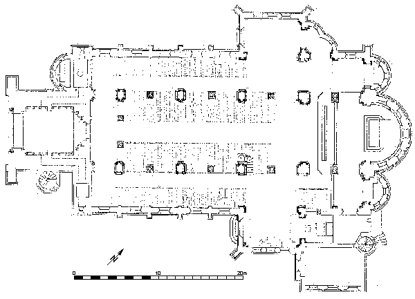 Abb. 3: Plan des neoromanischen Baues der Propsteikirche Jülich nach den Umbauten 1878 und 1899 (Phase VIII/IX)